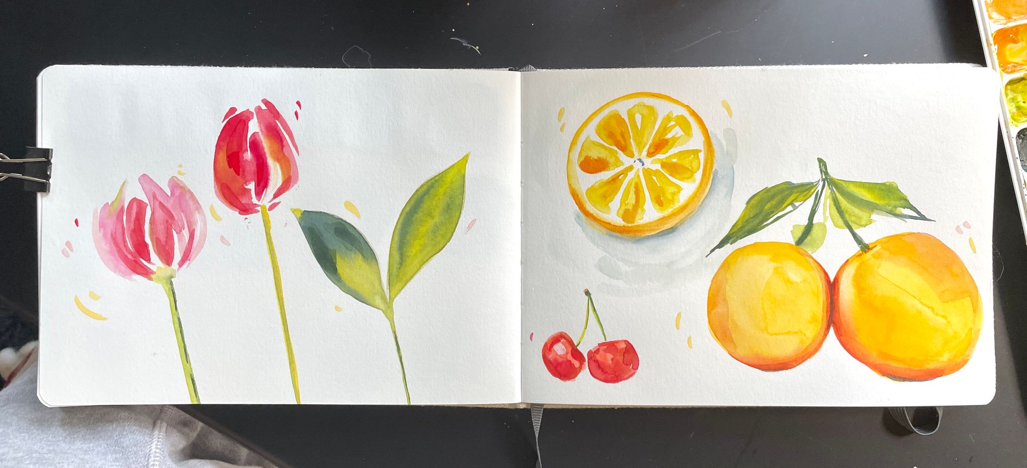 Watercolor Flowers & Fruit! 🍒