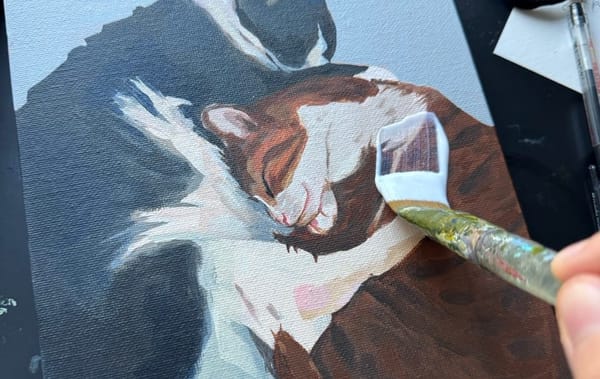 Acrylics + cats: working with opaque paints